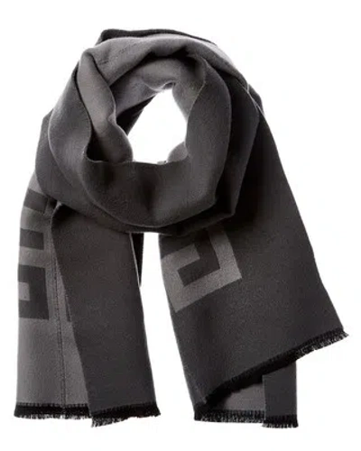 Pre-owned Givenchy Split Oblong Wool Scarf Men's Grey Os In Gray