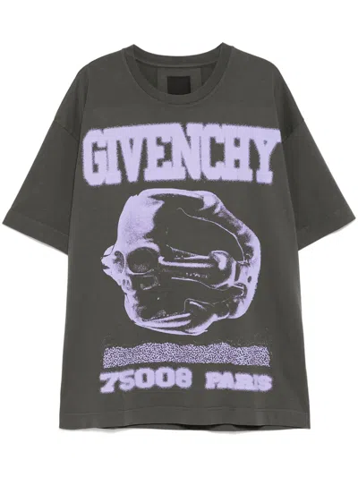 Givenchy Spray-paint Effect Logo-print T-shirt In Grey