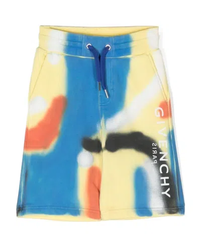 Givenchy Spray-painted Printed Sports Shorts In Blue