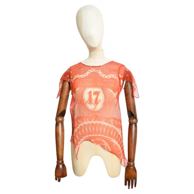 Pre-owned Givenchy Spring 2017 Ricardo Tisci Runway Sample - Red Silk Dollar Blouse Top