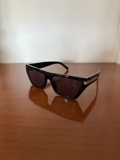 Pre-owned Givenchy Square Frame Acetate And Silver Tone Sunglasses In Black