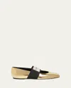 Givenchy Logo-embellished Metallic Leather Ballet Flats In Gold
