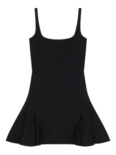 Givenchy Square-neck Fluted Mini Day Dress In Black