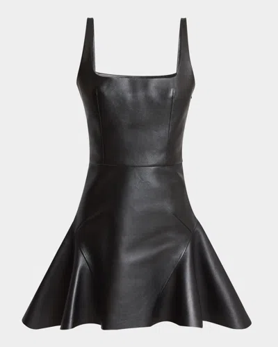 Givenchy Square-neck Leather Fit-&-flare Mini Dress