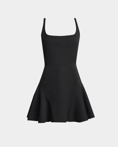 Givenchy Square-neck Sleeveless Ruffle Fluted Mini Dress In Black