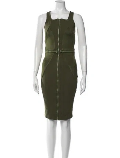 Pre-owned Givenchy Square Neckline Knee-length Dress In Green