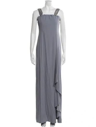 Pre-owned Givenchy Square Neckline Long Dress In Blue