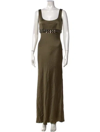 Pre-owned Givenchy Square Neckline Long Dress In Green