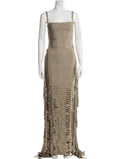 Pre-owned Givenchy Square Neckline Long Dress In Neutral