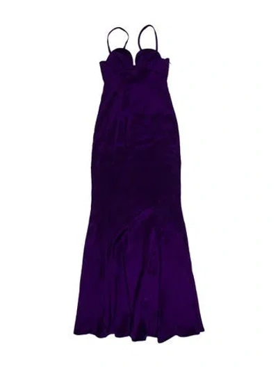 Pre-owned Givenchy Square Neckline Long Dress In Purple