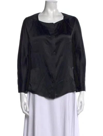 Pre-owned Givenchy Square Neckline Long Sleeve Top In Blue
