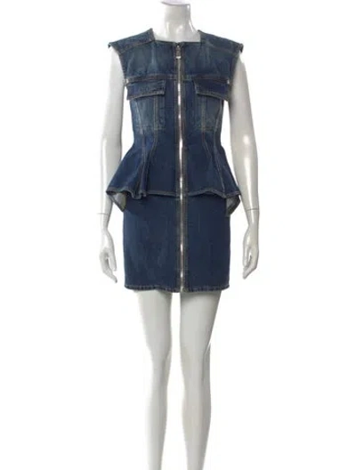 Pre-owned Givenchy Square Neckline Mini Dress In Blue