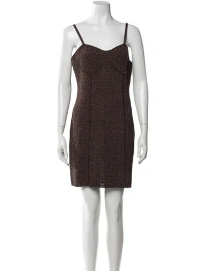 Pre-owned Givenchy Square Neckline Mini Dress W/ Tags In Brown