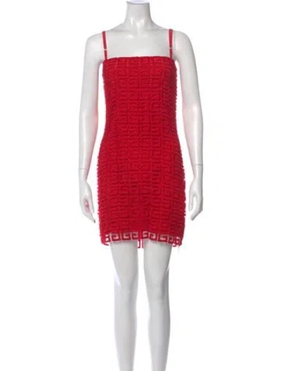 Pre-owned Givenchy Square Neckline Mini Dress W/ Tags In Red