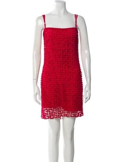 Pre-owned Givenchy Square Neckline Mini Dress W/ Tags In Red