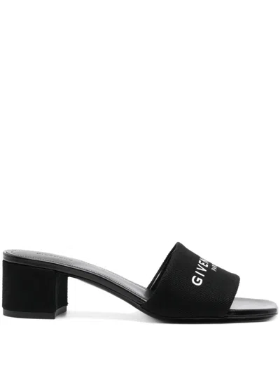Givenchy Square Toe Black Leather Sandals