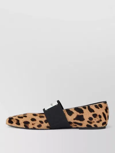 Givenchy Square Toe Leather Ballerinas Leopard Print In Brown