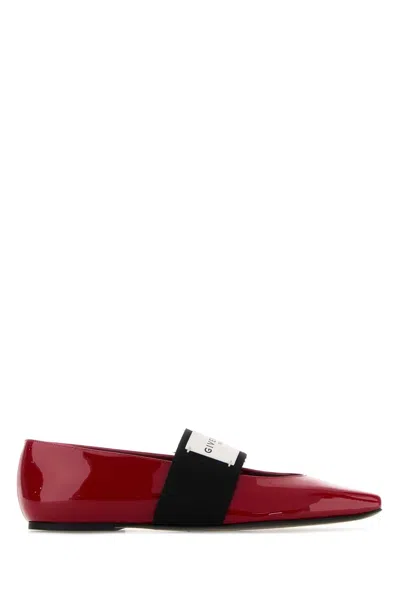 Givenchy Squared Leather Ballerinas In Red