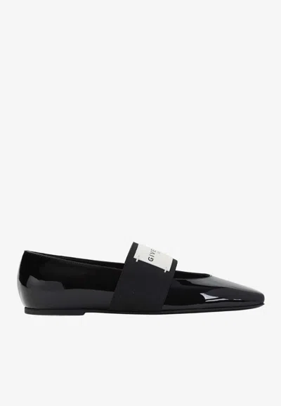 Givenchy Square-toe Patent Leather Ballet Flats In Black
