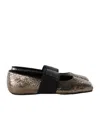 Givenchy Sliced Square Ballerinas In Textured Leather In Gold