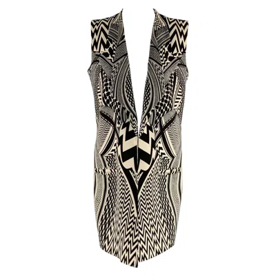 Pre-owned Givenchy Ss10 Size M Black White Geometric Open Front Vest