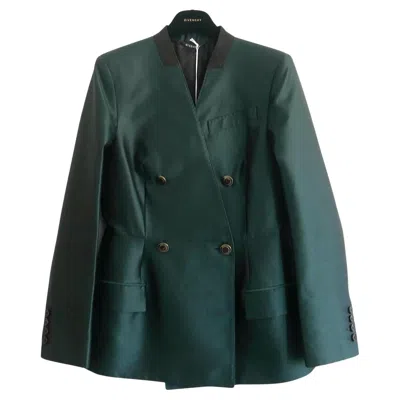 Pre-owned Givenchy Ss20 Bottle Green Wool & Silk Hourglass Blazer Jacket