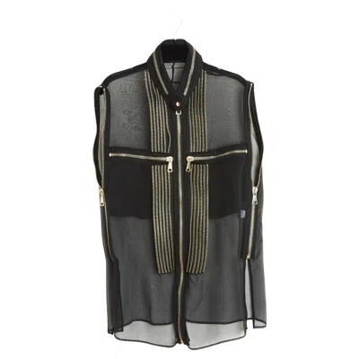 Pre-owned Givenchy Ss2011 Top Noir Défilé Fr38 Tisci Catwalk Black Chiffon Blouse Uk10 Us8