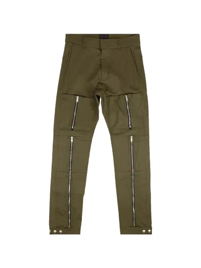 Givenchy Stadium Zip-embellished "khaki" Trousers In Green