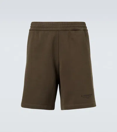 Givenchy Stamp Cotton Bermuda Shorts In Green