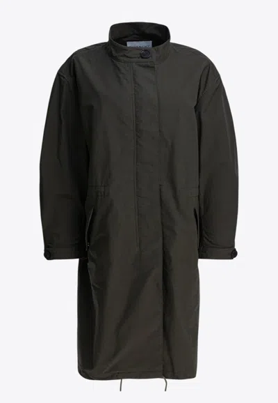 Givenchy Stamp Print Zip-up Parka Jacket In Green