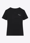 Givenchy Women Black Crew Neck T-shirt With Logo On Front And Back In Cotton Woman In Black