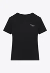 Givenchy Women Black Crew Neck T-shirt With Logo On Front And Back In Cotton Woman In Black