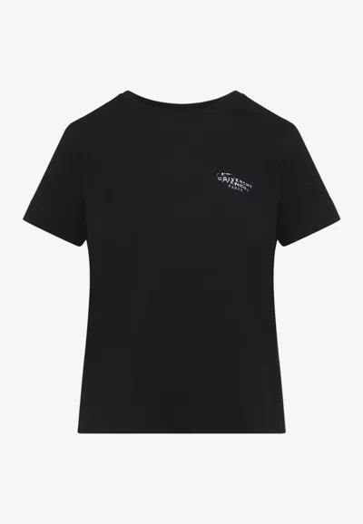 Givenchy Women Black Crew Neck T-shirt With Logo On Front And Back In Cotton Woman