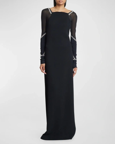 Givenchy Star Embellished Backless Gown In Black