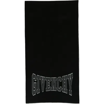 Givenchy Star Logo Wool Blend Scarf In Black