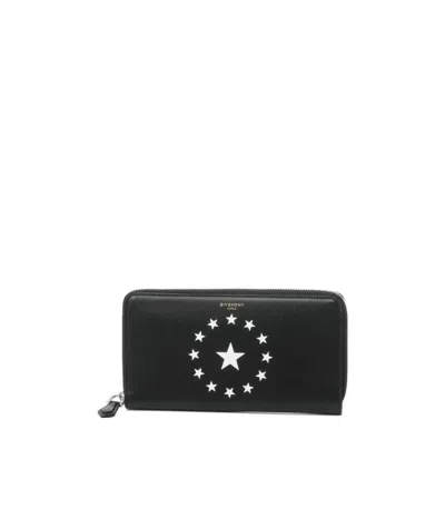 Givenchy Star Printed Zipper Purse In Black