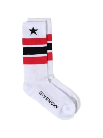 Givenchy Star-pattern Striped Socks In White
