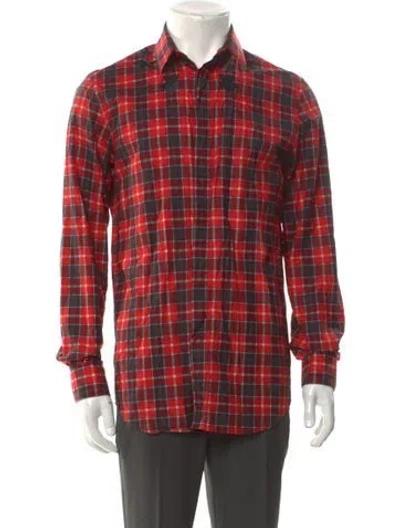 Pre-owned Givenchy 'stars' Plaid Print Shirt In Red