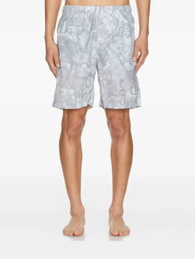 Givenchy Statue-print Swim Shorts In Gray