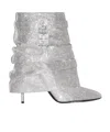 Givenchy Shark Lock Stiletto Ankle Boots In Satin With Strass In Silver