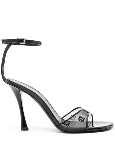 Givenchy Black Stitch 4g Mesh Heeled Sandals In 001-black