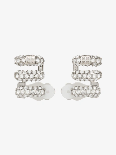 Givenchy Stitch Clip Earrings In Metal With Crystals In Multicolor
