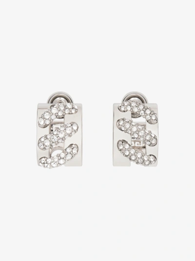 Givenchy Stitch Earrings In Metal With Crystals In Metallic