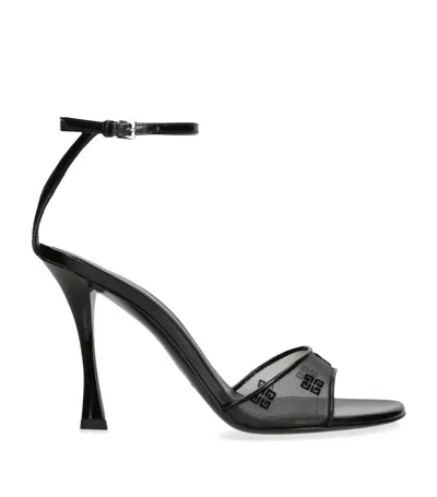 Givenchy Black Stitch 4g Mesh Heeled Sandals In 001-black