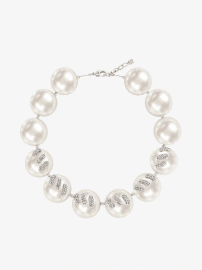Givenchy Stitch Necklace In Pearls With Crystals In Metallic