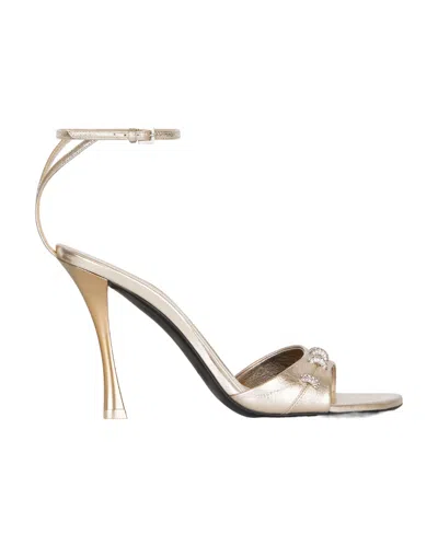 GIVENCHY STITCH SANDALS IN LAMINATED LEATHER WITH CRYSTALS