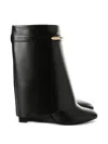 Givenchy Women Black Ankle Boots With Wedge Heels And Logo Plaque On The Side In Leather Woman In Black