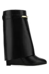 Givenchy Women Black Ankle Boots With Wedge Heels And Logo Plaque On The Side In Leather Woman In Black