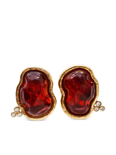 Pre-owned Givenchy Stone-embellished Clip-on Earrings In Gold