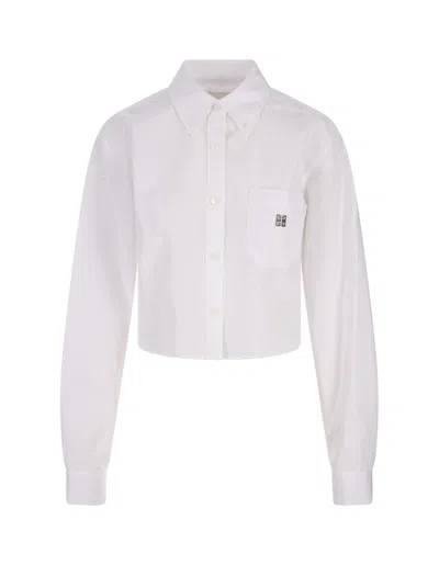 Givenchy Stone Grey Poplin Short Shirt In White